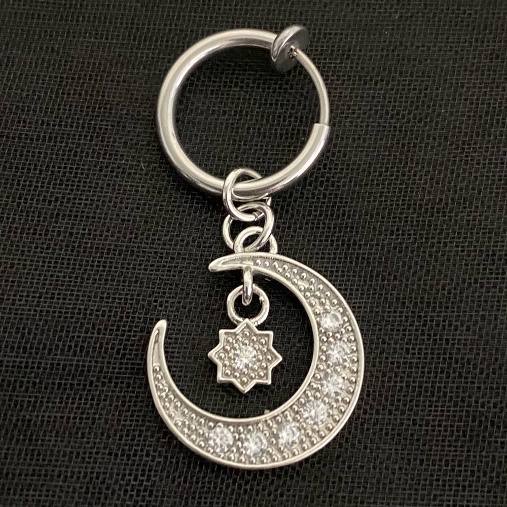 Clip On Moon and Star Belly Button Ring